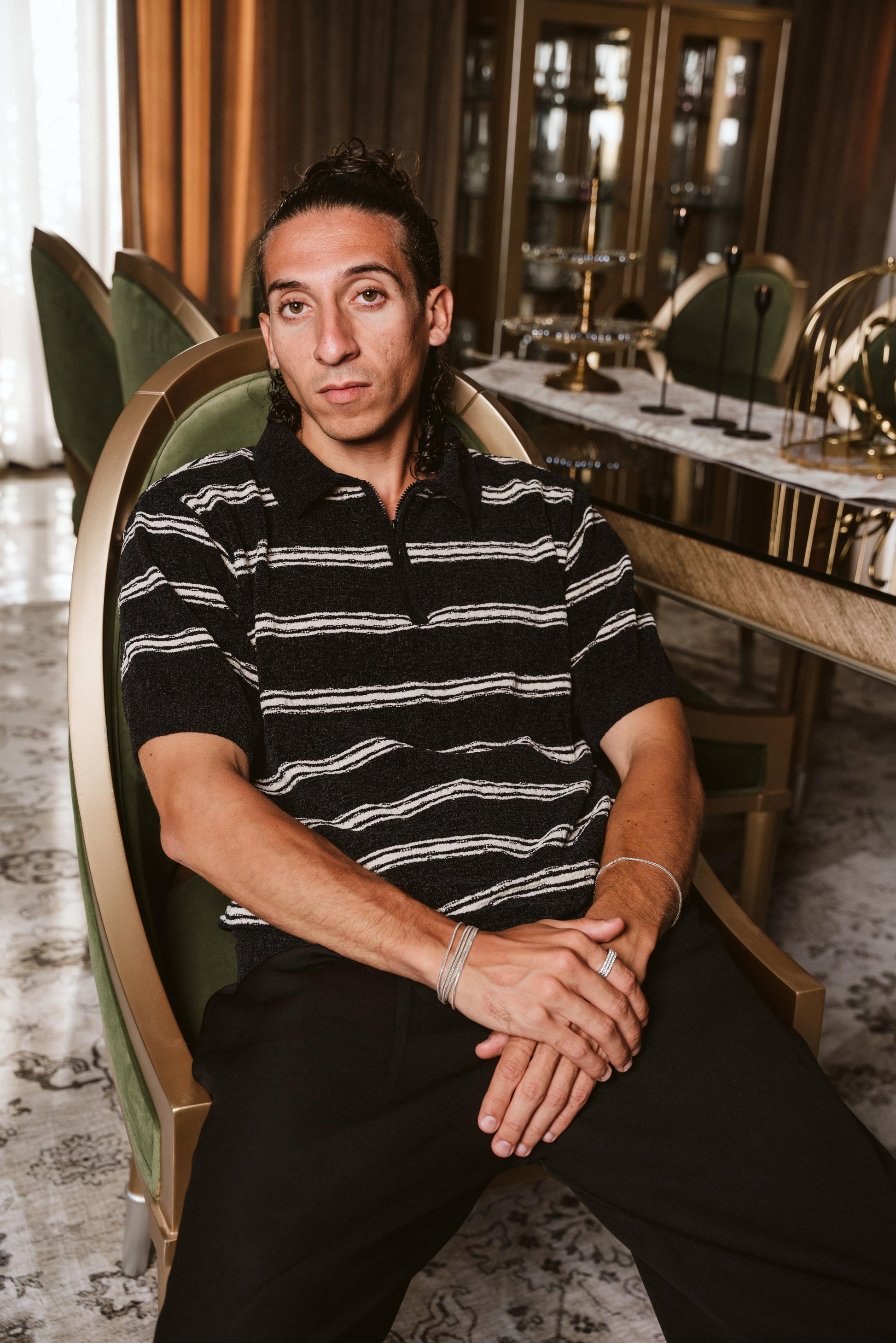 KNITTED STRIPED POLO