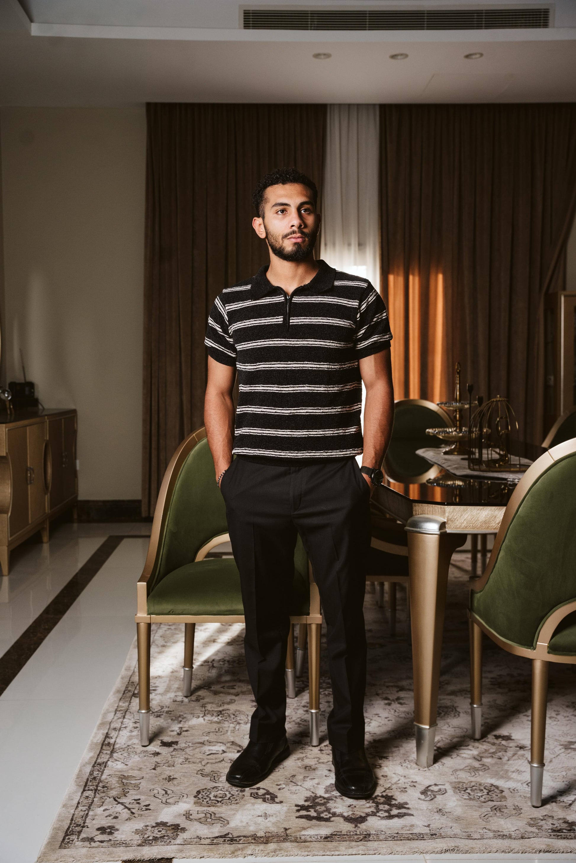 KNITTED STRIPED POLO