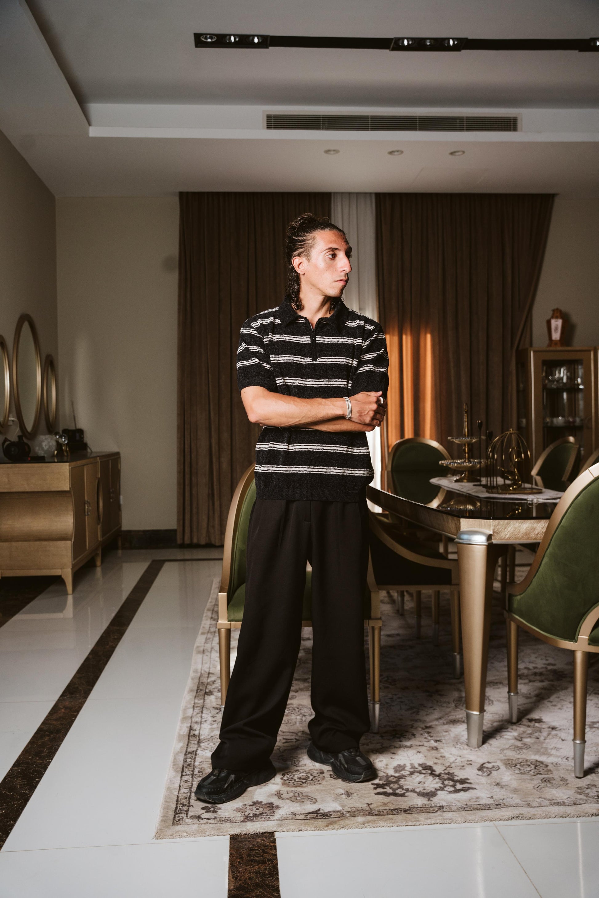 KNITTED STRIPED POLO